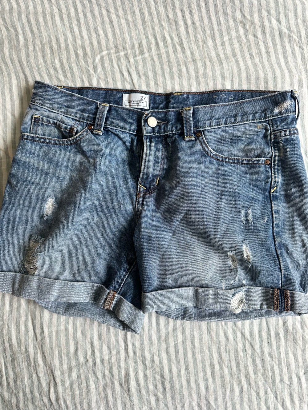 Gap High-Rise Distressed Denim Shorts - Light Blue